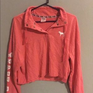 long sleeve pink “pink” crop top